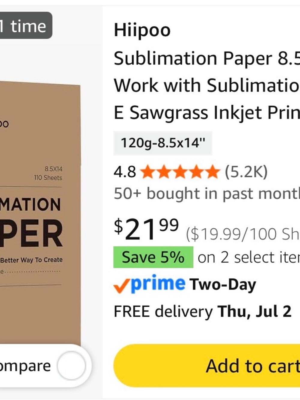 Brown Sublimation Paper Pack - 8.5x14